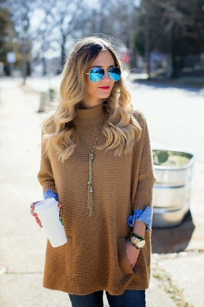 Pair a chambray button down with a cozy sweater for an added accent on the sleeves.